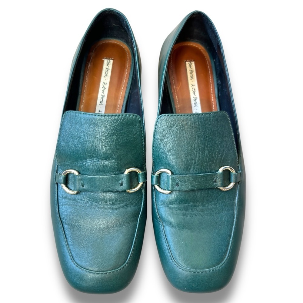 & Other Stories Green Leather Slip On‎ Loafers Size 8